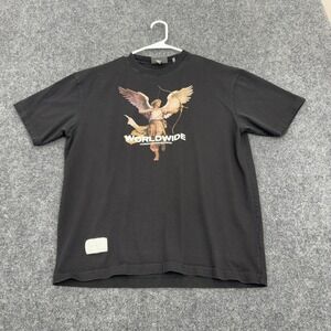 Mattelsa T-Shirt Men M Black Cotton Worldwide Human Engineering Angel Tee